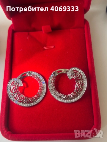 Обеци от бяло 18к злато “Valentin” ⚖️7.59гр С монтирани 96 бр 💎💎💎