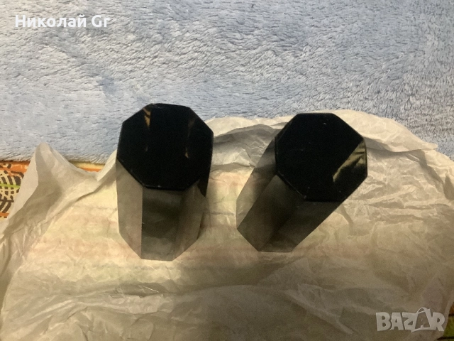 Стекове  кристал  комбинирани стил Арт Нуво 1930 години височина 9 см цена за 2 броя, снимка 3 - Антикварни и старинни предмети - 52247918