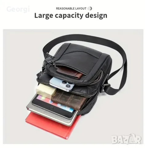 Обемна, Практична и Елегантна Мъжка бизнес чанта - Черна естествена кожа!, снимка 11 - Чанти - 49307322