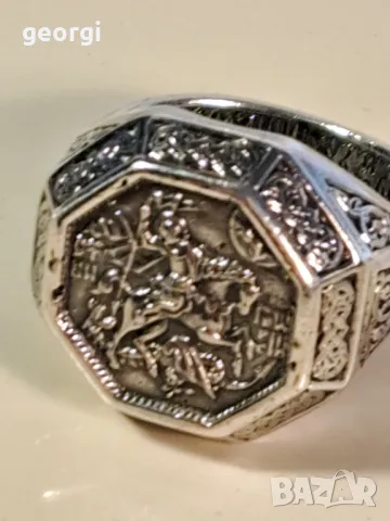 мъжки сребърен пръстен Св. Георги , снимка 10 - Пръстени - 49545439