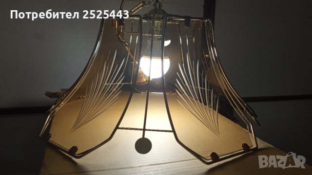 Абажур (Полилей) метален с 5 стъкла и Нова LED крушка Е27 9W 4000K, снимка 11 - Лампи за таван - 41705361