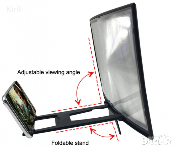 Увеличителен екран за телефон и таблет, 3D TV, екранна лупа, 12 инча, снимка 10 - Фолия, протектори - 36310110