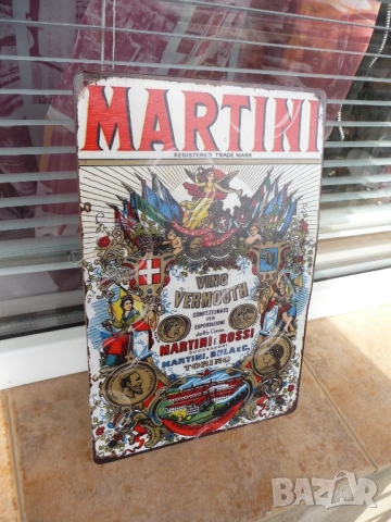 Метална табела алкохол Martini Мартини вермут вино етикет лого емблема марка запазена напитка бар, снимка 2 - Рекламни табели - 52726536