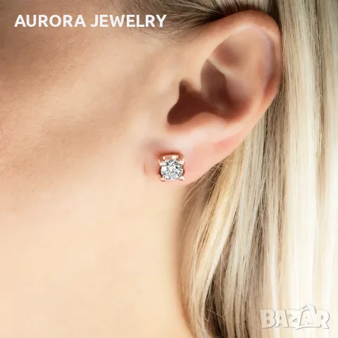 CARTIER C de Cartier Rose Gold Stud Diamond Дамски Обеци, снимка 4 - Обеци - 56111864