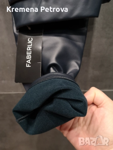 Нов Комплект от Клин от екокожа и Поло от релефен трикотаж с къс ръкав, размер S, снимка 6 - Комплекти - 52052397