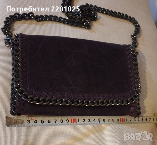 Италианска чанта от естествена кожа цвят патладжан/лилав , снимка 7 - Чанти - 38788846