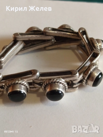 Сребърна гривна с ОНИКС ръчна занаятчийска изработка уникална 34313, снимка 7 - Гривни - 53002389