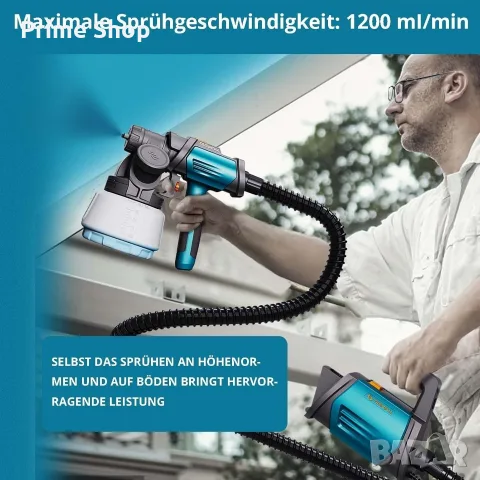 Електрически пистолет за боядисване Tilswall Shark 800W, 120 DIN-s, ергономичен дизайн, 1300мл, снимка 7 - Други инструменти - 55838944