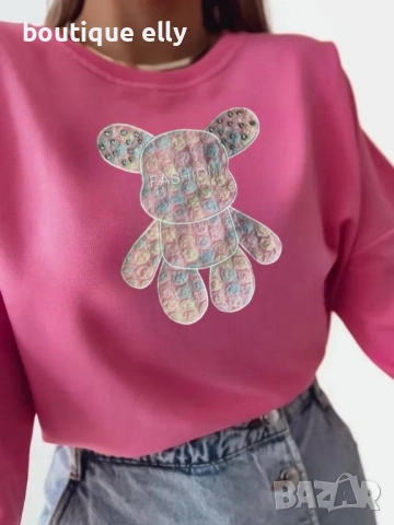 дамска блуза в черно, бяло и розово, снимка 2 - Блузи с дълъг ръкав и пуловери - 51756385