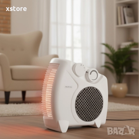 Отоплителна вентилаторна печка Rosberg – 2000W, черен/бял, снимка 4 - Отоплителни печки - 52698602