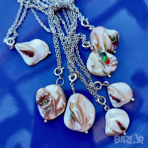 Висулки от седеф с инкрустирани кристалчета, снимка 10 - Колиета, медальони, синджири - 39321140