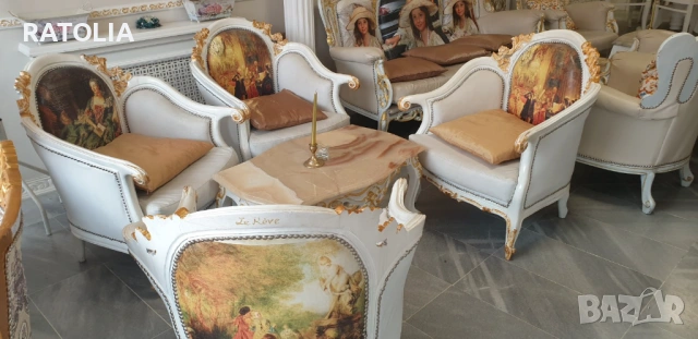 Барокови мебели, холова гарнитура, кресла, маси диван -50%, снимка 4 - Антикварни и старинни предмети - 53481254