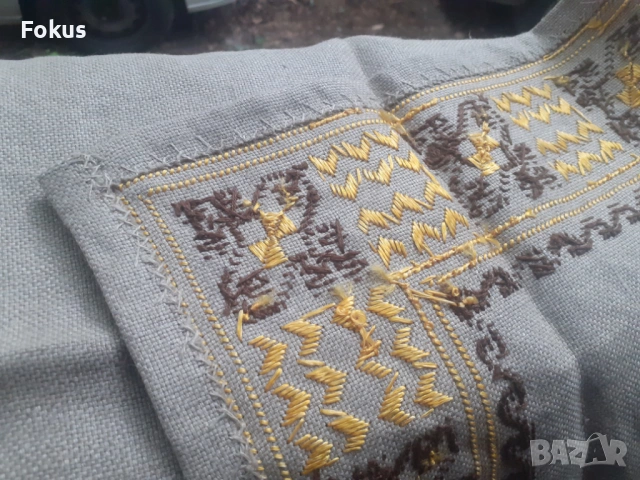 Старо прекрасно българско каре ленена панама ръчно бродирано, снимка 7 - Антикварни и старинни предмети - 53329640