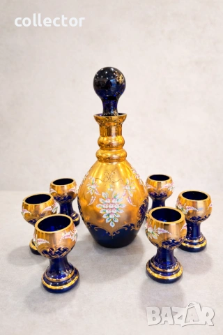 Луксозен Бохемски сервиз Чехословакия, 1960-70г. №7901, снимка 3 - Антикварни и старинни предмети - 53663488