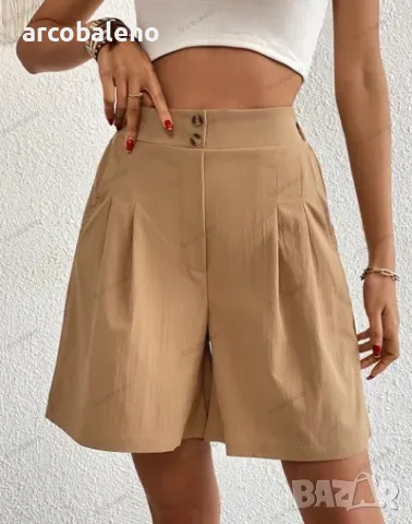 Ежедневни дамски шорти с широки крачоли с висока талия , снимка 2 - Къси панталони и бермуди - 40242120