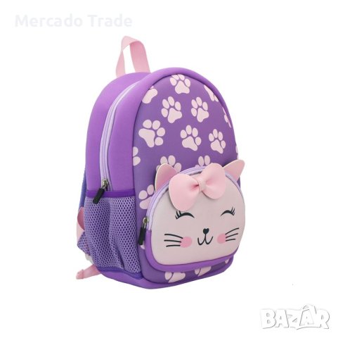 Детска раница Mercado Trade, За детска градина, Коте, Лилав, снимка 2 - Раници - 41952112
