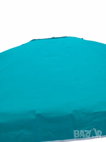 Кръгъл плажен чадър 2.40 м с чупещо се рамо, UV защита и прозорче за вятър, снимка 7 - Градински мебели, декорация  - 50026378