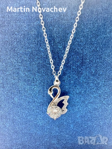 Сребърно колие с мойсанит (Диамант) 1 карат, снимка 3 - Колиета, медальони, синджири - 53861869