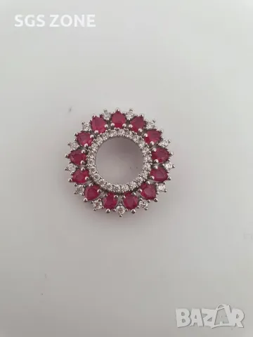 Сребърна Висулка с Рубини/Сапфири/Изумруди💎, снимка 3 - Колиета, медальони, синджири - 49916587