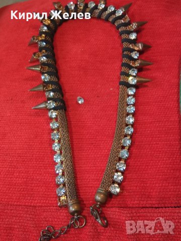ИСКРЯЩО ПОЗЛАТЕНО КРИСТАЛНО РОКАДЖИЙСКО АРТ ХЕВИ-МЕТЪЛ КОЛИЕ ОГЪРЛИЦА 27022, снимка 7 - Колиета, медальони, синджири - 35132629