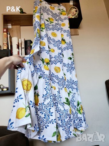 Дълга разкроена рокля с лимони