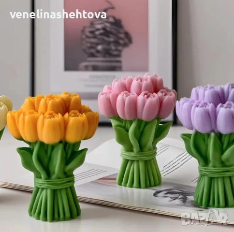 3D Огромен букет лалета силиконов молд форма за свещи гипс сапун смола , снимка 2 - Форми - 53604215