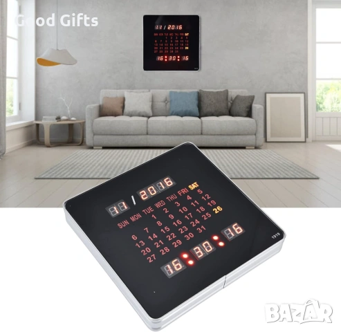 Голям Дигитален LED Часовник с Календар и Термометър – Елегантност и Точност, снимка 8 - Друга електроника - 53833088