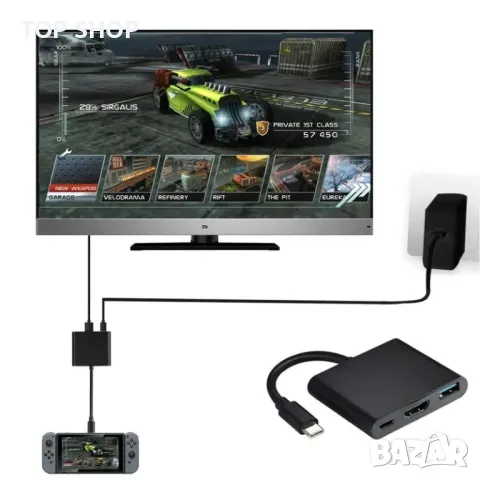 USB-C многопортов адаптерен хъб 3 в 1 с HDMI 4K, USB 3.0, USB Type-C Thunderbolt 3, снимка 3 - Кабели и адаптери - 49156961