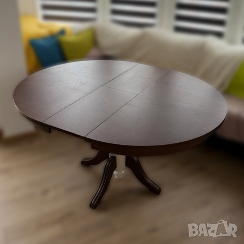 Разтегателна кръгла кухненска маса (MDF и масив), 6/8 души, снимка 6 - Маси - 53733786