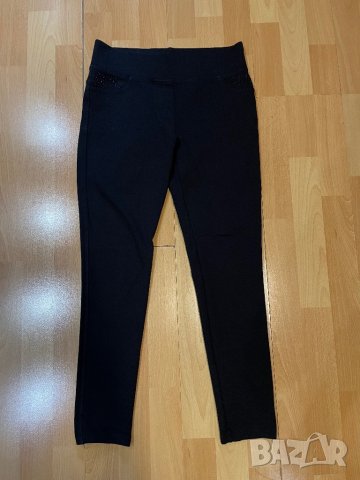 Дамски черен панталон с камъни 