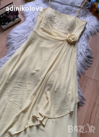 Жълта официална дълга рокля, снимка 2 - Рокли - 41147422