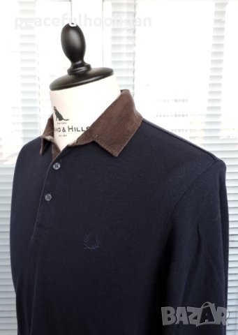 Fred Perry Men`s Casual Polo Shirt -мъжка тъмно-синя поло блуза  размер S, снимка 6 - Блузи - 44242923