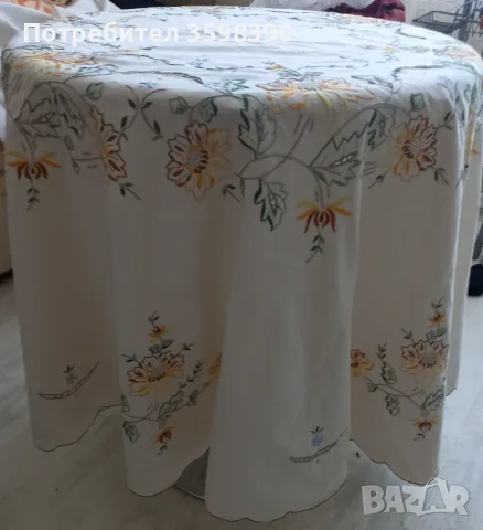 Памучна покривка с бродерия елипса 170×180 см, снимка 2 - Покривки за маси - 56008169