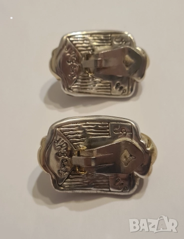 Винтидж обеци YAACOV HELLER от сребро 925 и злато с ярък дизайн, снимка 2 - Обеци - 52923829