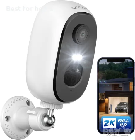 COOAU 2K охранителна камера за външна безжична връзка с акумулаторна батерия, снимка 15 - Камери - 48351367