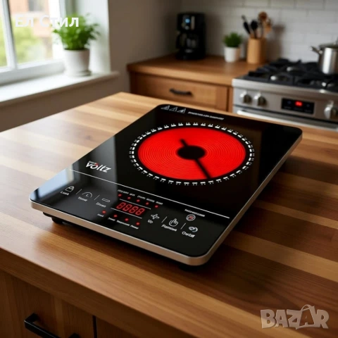 Котлон Voltz, 2000W, Кристална плоча с инфрачервен нагревател, 28х36см, LED екран, Таймер, снимка 4 - Котлони - 53585850