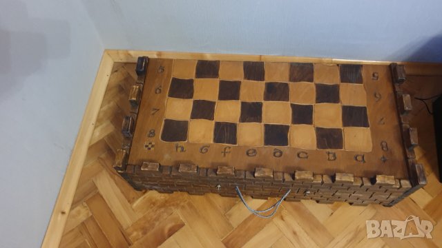 Голям стар дървен шах -ръчна изработка, снимка 11 - Антикварни и старинни предмети - 44327128