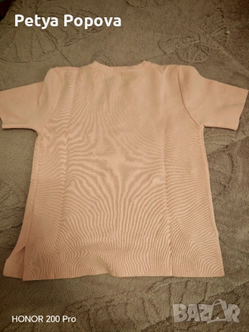 Блуза плетиво с къс ръкав с перли, снимка 3 - Блузи с дълъг ръкав и пуловери - 53066929