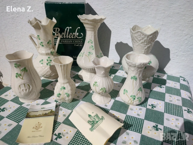 Ръчно рисувани вази Belleek Ирландия, снимка 3 - Вази - 53656650