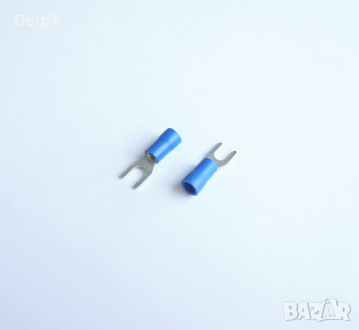 Кабелно ухо тип вилка с изолация синьо 4mm/2,5mm2, снимка 1 - Друга електроника - 42588843