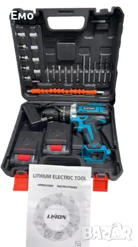 Машина за пробиване и завинтване в куфар, 23 части, 2 батерий, снимка 11 - Винтоверти - 48437648