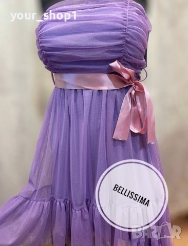 Дамска рокля с тюл в цвят лилаво, снимка 2 - Рокли - 40172496
