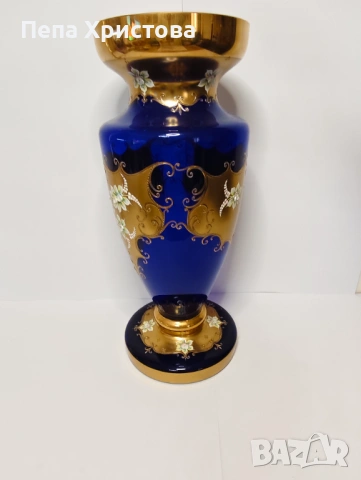 Голяма ваза  от чешки цветен кристал , снимка 5 - Вази - 53753086