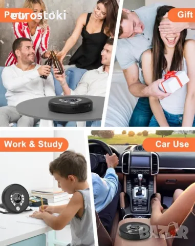 Преносим Bluetooth CD плейър Greadio CD37 със слушалки и вградени високоговорители, снимка 6 - MP3 и MP4 плеъри - 55730281