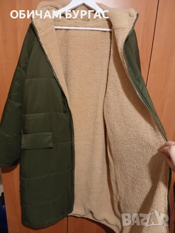 3xl НОВО КРАСИВО,ДЪЛГО,ТОПЛО,ВАТИРАНО ЯКЕ В ЦВЯТ КАКИ С ДЖОБОВЕ И КАЧУЛКА, снимка 6 - Якета - 52426669