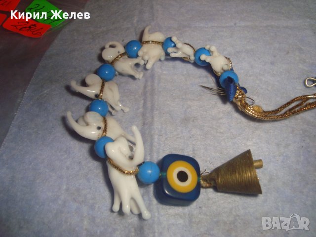 Лот РИСУВАНО ЦВЕТНО СТЪКЛО Тип МУРАНО СЛОНЧЕТА РИБА БРОНЗОВА КАМБАНКА ОКО на НАЗАР ТАЛИСМАНИ 24441, снимка 3 - Колекции - 35996836