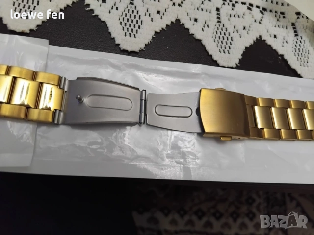 Верижка за часовник стомана златиста злато 24 мм!, снимка 3 - Мъжки - 53063597