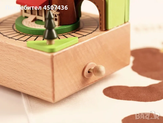 Ръчно изработена дървена музикална кутия с влакче, снимка 6 - Декорация за дома - 52746988