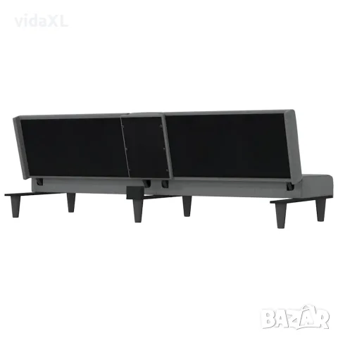 vidaXL Разтегателен диван с поставки за чаши, тъмносив, плат, снимка 8 - Дивани и мека мебел - 56147257