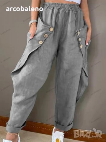 Дамски ежедневни панталони с джоб и копчета на талията, 5цвята , снимка 3 - Панталони - 39398236